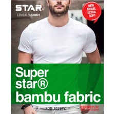 Star 3 Lü Erkek Organik Bambu Kısakol Sıfır Yaka Basic T-Shirt