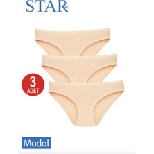 Star Kadın 3 Lü Ten Modal Iz Yapmaz Bikini Külot