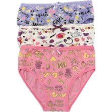 Star 3 Lü Kız Çocuk Desenli Slip Külot