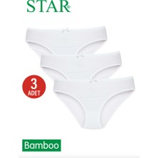 Star Kadın 3 Lü Beyaz Organik Bambu Bikini Külot