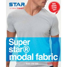 Star 3 Lü Erkek Modal V Yaka Yarım Kol Basic T-Shirt