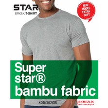 Star 3 Lü Erkek Organik Bambu Kısakol Sıfır Yaka Basic T-Shirt