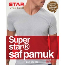 Star 3 Lü Erkek  Saf Pamuk Kısakol V Yaka T-Shirt