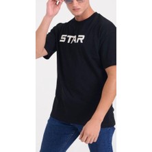Star Erkek Oversize Star Nakışlı T-Shirt