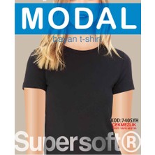 Star Kadın Siyah  Modal Sıfır Yaka Kısakol T-Shirt