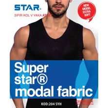 Star Erkek Siyah  Modal V Yaka Sıfır Kol Atlet