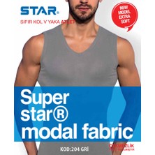 Star Erkek Gri  Modal V Yaka Sıfır Kol Atlet
