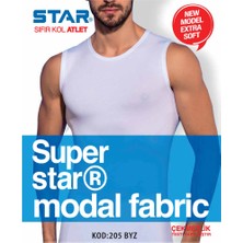 Star Erkek Beyaz Modal Sıfır Yaka Sıfır Kol Atlet