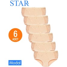 Star Kadın 6 Lı Ten Modal Yanı Dantel Detaylı Bato Külot