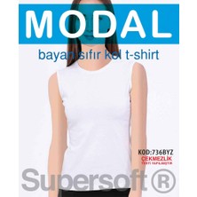 Star Kadın Beyaz Modal Sıfır Yaka Sıfır Kol Atlet