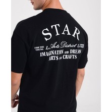 Star Erkek Oversize Arkası Yazılı T-Shirt