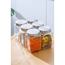 6'lı Cam Saklama Kabı Seti – Kare Cam Kavanoz Takımı | Metal Kapaklı, Hava Geçirmez, 1000 ml