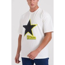 Star Erkek Oversize Yıldız Baskılı T-Shirt