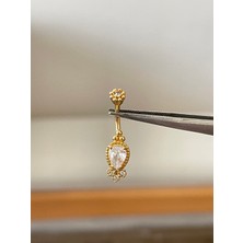 Aida Jewelss 316 L Cerrahi Çelik Antik Model Damla Kesim Taşlı Göbek Piercingi