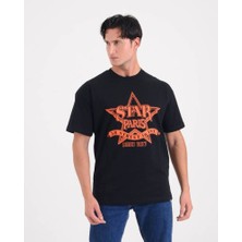 Star Erkek Oversize Star Paris Baskılı T-Shirt