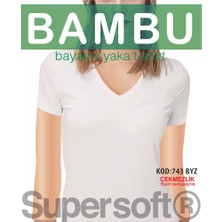 Star 3 Lü Kadın Bambu Yarım Kol V Yaka T-Shirt