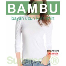 Star Kadın Bambu Sıfır Yaka Uzun Kol T-Shirt