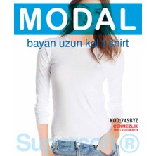 Star Kadın Modal Uzunkol Sıfır Yaka T-Shirt
