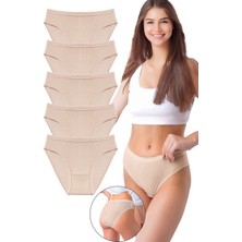 Kadın 5'li Organik Pamuk Fitilli Bikini Külot Bk2-Ten