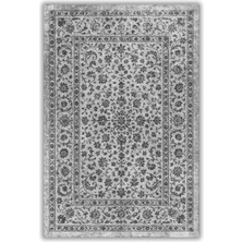 The Reef Design Klasik Desenli Gri Halı Dijital Baskılı Dokuma Kaymaz Tabanlı Yıkanabilir Antre Halısı