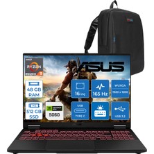 Asus Tuf Gaming A16 FA608PM-RV026 Amd Ryzen 9 8940HX Aı 48GB Ddr5 512GB SSD RTX5060-8GB 115W 165Hz 16"wuxga IPS Freedos Taşınabilir Bilgisayar WRV026F12+ZETTAÇANTA