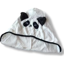 Caş Dekorasyon Beyaz Renk Panda Figürlü Lastikli Saç Havlusu/ Bonesi