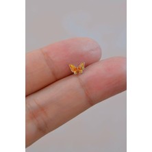 Sacce Scarves & Accessories Gümüş Renk Çelik Bronz Kelebek Helix Piercing Kıkırdak Lob