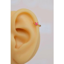 Sacce Scarves & Accessories Halka Model Pembe Renk Mini Yıldızlı Tragus Piercing Helix