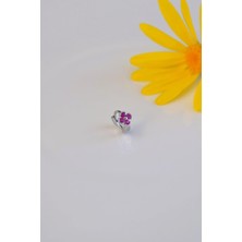 Sacce Scarves & Accessories 6 mm Mini Halka Pembe Çiçekli Piercing Forward Helix Tragus Helix Kıkırdak