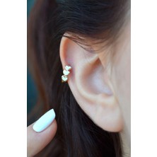 Sacce Scarves & Accessories Sıralı Beyaz Kalpli Helix Piercing Kıkırdak Küpesi Lob Tek Adet