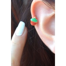 Sacce Scarves & Accessories Kırmızı Çilek Helix Piercing Kıkırdak Lob Çilekli Küpe Tek Adet