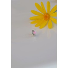Sacce Scarves & Accessories Pembe Kalpli Halka Tragus Piercing Helix Kıkırdak Küpesi Gümüş Renkli