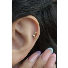 Sacce Scarves & Accessories Gold Tomurcuk Gül Helix Piercing Kıkırdak Lob