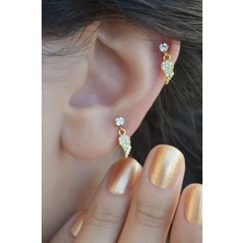 Sacce Scarves & Accessories Gold Melek Kanadı Sallantılı Piercing Helix KIkırdak