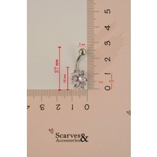 Lotus Çiçek Çelik Göbek Piercing