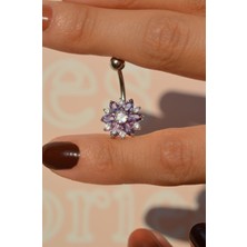 Lotus Çiçek Çelik Göbek Piercing