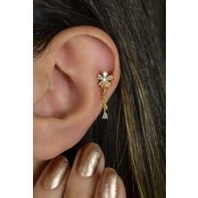 Sacce Scarves & Accessories Zincir Sallantılı Çiçek Piercing Helix Kıkırdak Lob