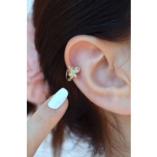 Sacce Scarves & Accessories Zirkon Taşlı Kelebek Helix Piercing Kelebekli Kıkırdak Lob Küpesi Tek Adet