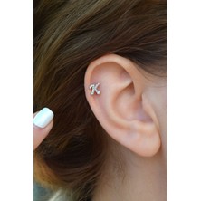 Sacce Scarves & Accessories K Harfi Piercing Gümüş Renkli Harf Piercing K