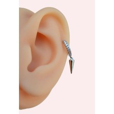 Sacce Scarves & Accessories Zımba Charmlı Taşlı Halka Helix Piercing Kıkırdak Lob Gümüş Renkli