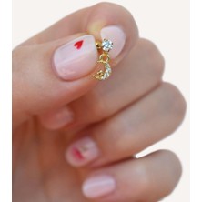 Sacce Scarves & Accessories Gold Renkli Taşlı Ay Sallantılı Piercing Helix Kıkırdak Lob