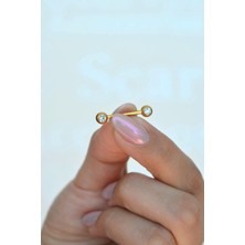 Sacce Scarves & Accessories Gold Renk Minimal Tektaşlı Çelik Nipple Piercing Tektaşlı Top Model Meme Ucu Piercingi