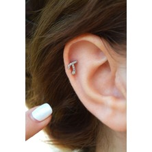 Sacce Scarves & Accessories T Harfi Piercing Gümüş Renkli Harf Piercing T