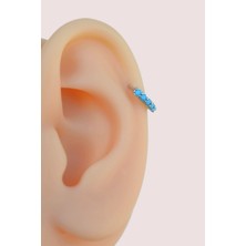 Sacce Scarves & Accessories Gümüş Renkli 8 mm Firuze Taşlı Helix Piercing Tragus Kıkırdak Lob