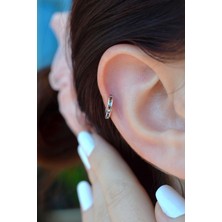 Sacce Scarves & Accessories Multicolor Halka Helix Piercing Çok Renkli Kıkırdak Küpesi Lob Gümüş Renkli Tek Adet