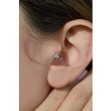 Sacce Scarves & Accessories Pembe Kelebek Figürlü, Gümüş Renkli, Zarif Tasarımlı Tragus Piercing Takısı