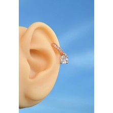 Sacce Scarves & Accessories Antialerjik Rodyum Tektaş Helix Küpesi Kıkırdak Lob Uyumlu