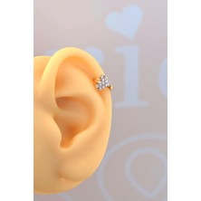 Sacce Scarves & Accessories Zirkon Taşlı Kalp Model Helix Piercing Küpe Kıkırdak Lob Uyumlu