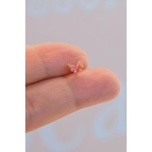 Sacce Scarves & Accessories Gold Çelik Pembe Kelebek Helix Piercing Kıkırdak Lob