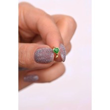 Sacce Scarves & Accessories Yeşil Kalpli Halka Tragus Piercing Helix Kıkırdak Küpesi Gold Renkli